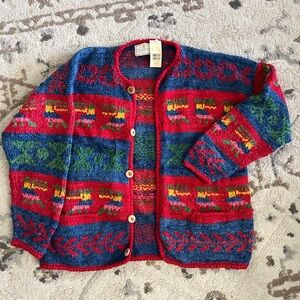 Express Vintage Colorful Hand Knit Cardigan